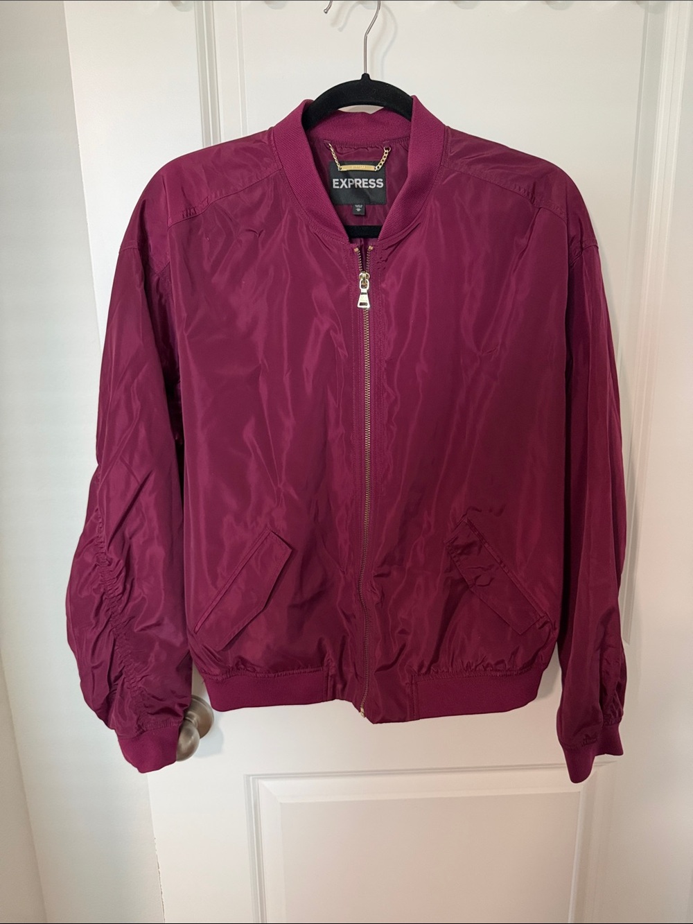 Express Women's Plum Zip-Front Bomber Jacket